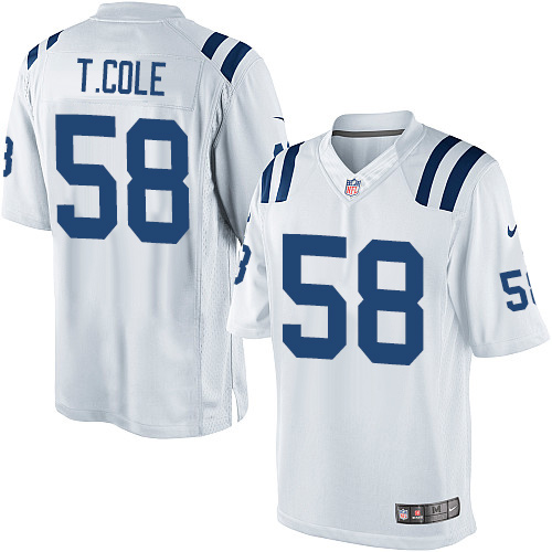 Men's Limited Trent Cole Nike Jersey White Road - #58 NFL Indianapolis Colts